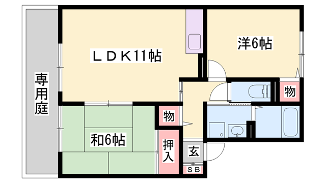 グランベールⅠ(2LDK/1階)の間取り写真