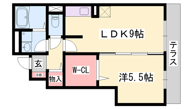 モダンコート東阿保(1LDK/1階)の間取り写真