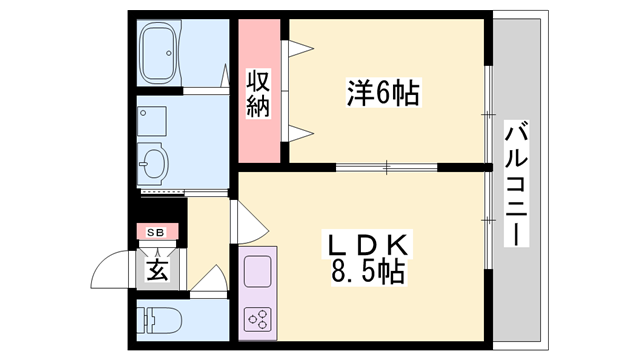 フレンドリー中島(1LDK/2階)の間取り写真
