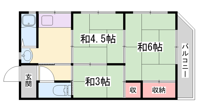 土山コーポ(3DK/2階)の間取り写真