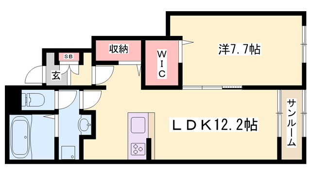 サンセールⅧ A(1LDK/1階)の間取り写真