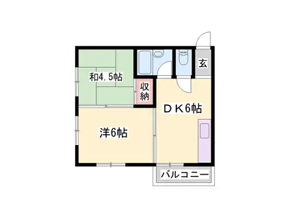 三幸ハイツ(2DK/2階)の間取り写真