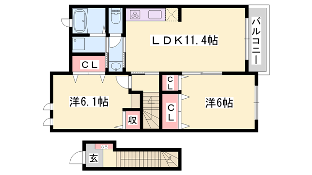 ジークフリーデンⅡ(2LDK/2階)の間取り写真