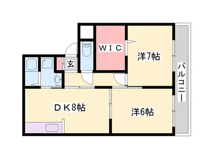 パークサイドツクダ B棟(2LDK/2階)の間取り写真