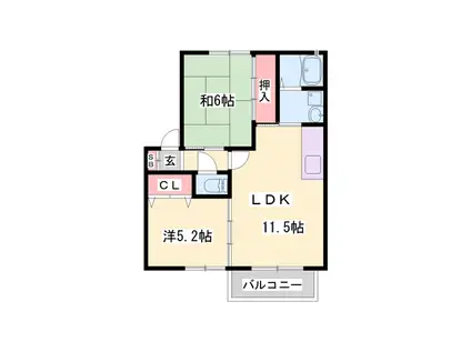グランパルク元沖(2LDK/2階)の間取り写真