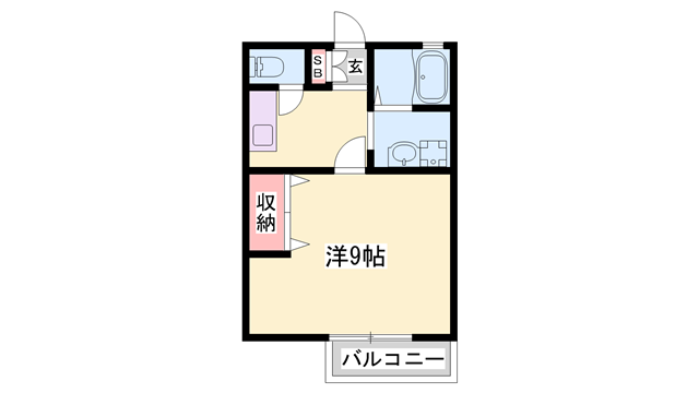 ソラリオ滝野(1K/2階)の間取り写真