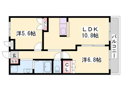 プライムガーデン(2LDK/2階)の間取り写真