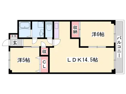 フォレスト壱番館(2LDK/2階)の間取り写真