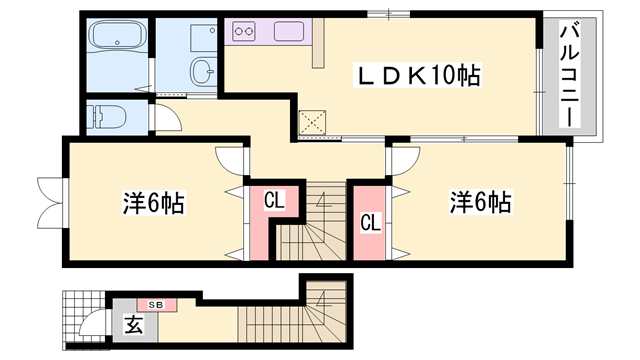 クローバーライフ(2LDK/2階)の間取り写真