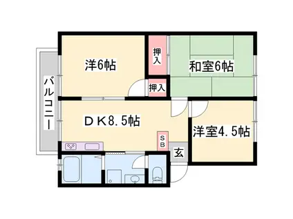 グリーンハイツ田寺(2LDK/1階)の間取り写真