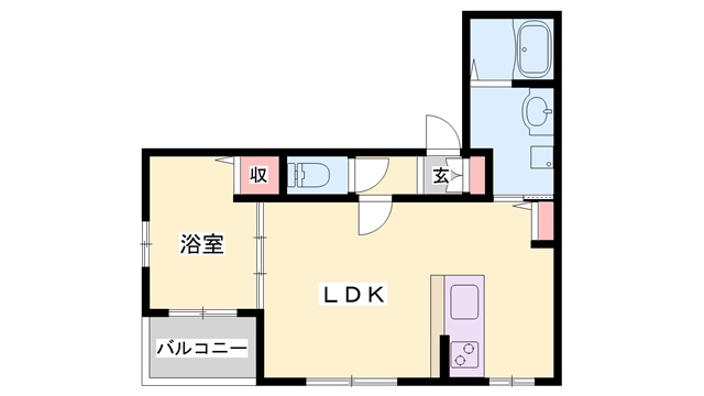 ボヌール英賀保駅前Ⅱ(1LDK/3階)の間取り写真