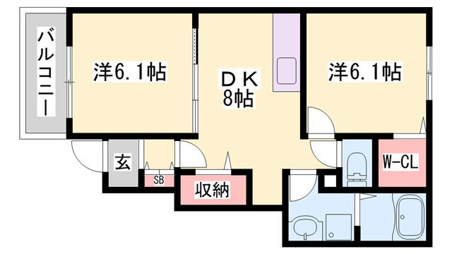 フィオレンティーナⅢ(2DK/1階)の間取り写真