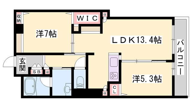 シャーメゾン ソルテ(2LDK/3階)の間取り写真
