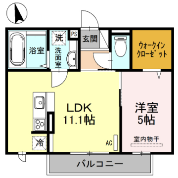 FELICE CASA B棟(1LDK/2階)の間取り写真