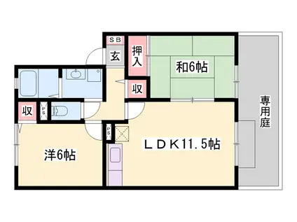 グランドソレイユ A棟(2LDK/1階)の間取り写真