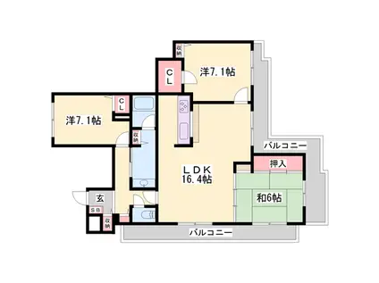 ダイアパレス東加古川(3LDK/5階)の間取り写真
