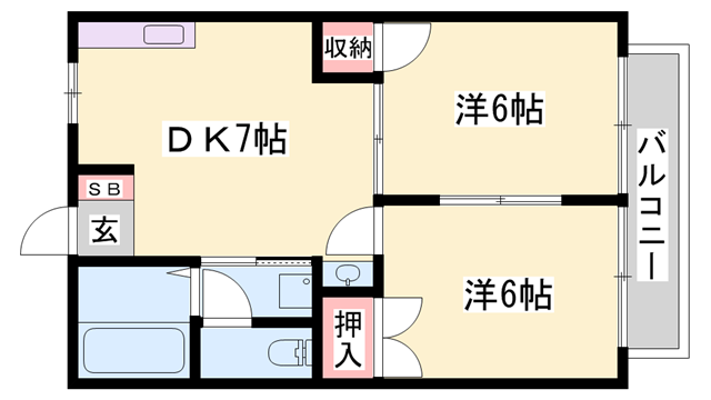 ハイムマコトB(2DK/2階)の間取り写真