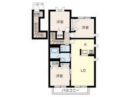 メゾン福渡 B棟(3LDK/2階)の間取り写真