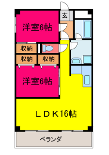 居垣マンション(2LDK/2階)の間取り写真