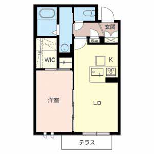 エグレット姫路3(1LDK/1階)の間取り写真