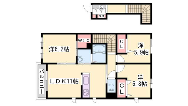 GALA GARDENS(3LDK/2階)の間取り写真