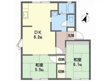 中津ハイツ(2DK/1階)の間取り写真