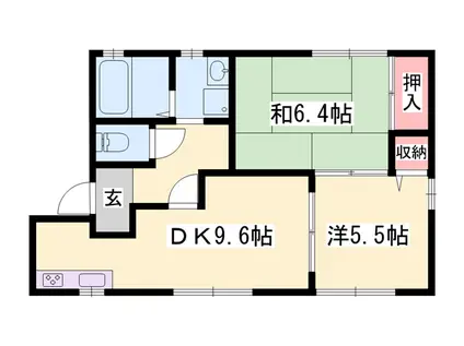 ハーティー黍田(2DK/1階)の間取り写真