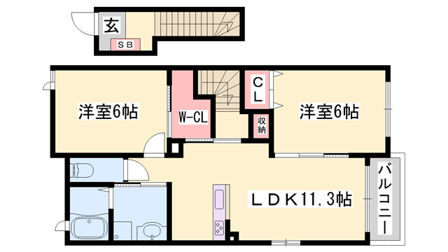 アムニス・エスト(2LDK/2階)の間取り写真