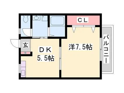 アメニティコーポ(1DK/1階)の間取り写真