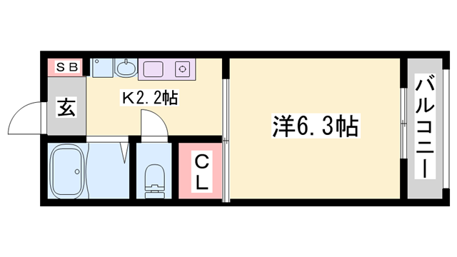 FLAT福井A棟(1K/1階)の間取り写真