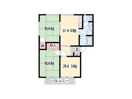 ハイツ二番館(3DK/2階)の間取り写真