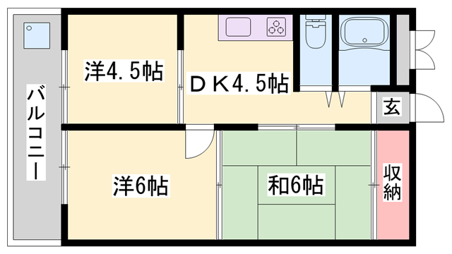 東加古川ハイツ(3DK/3階)の間取り写真