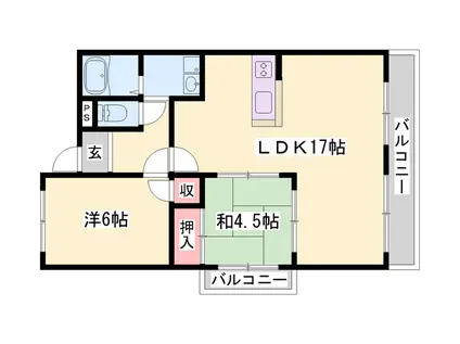 ルークレジデンス姫路Ⅱ(2LDK/3階)の間取り写真