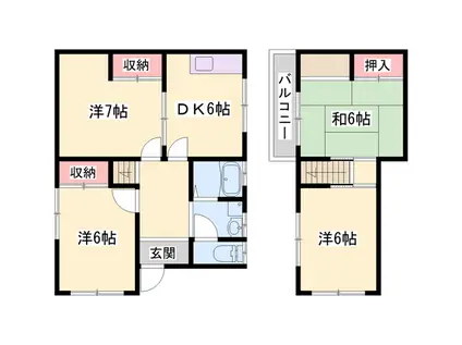 山陽電気鉄道本線 別府駅(兵庫) 徒歩11分 2階建 築49年(4DK)の間取り写真