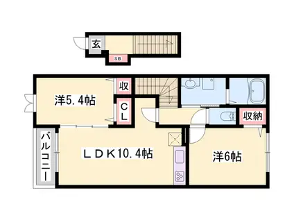 モスフロックスノイ(2LDK/2階)の間取り写真