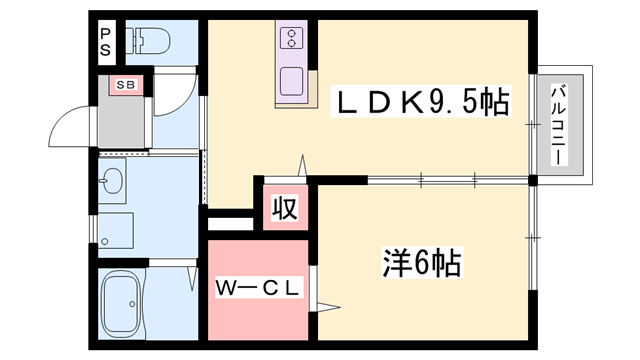 シャトレー1(1LDK/1階)の間取り写真