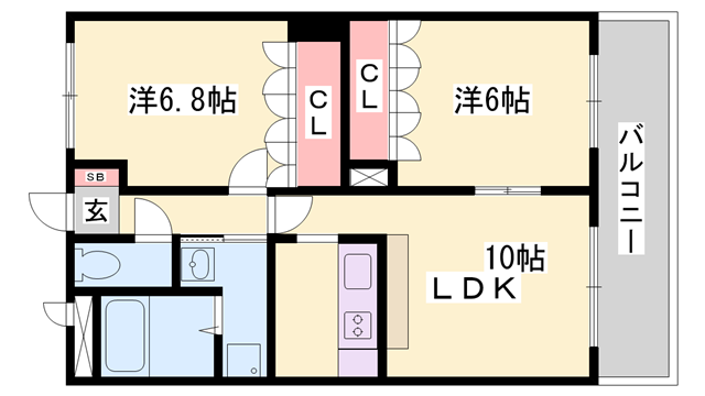 グランディールM(2LDK/2階)の間取り写真