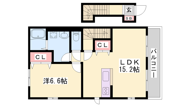 カーサフェリース(1LDK/2階)の間取り写真