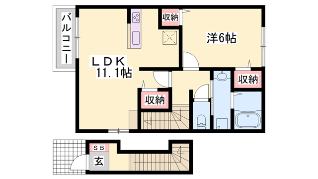 ルナ・エトワール(1LDK/2階)の間取り写真