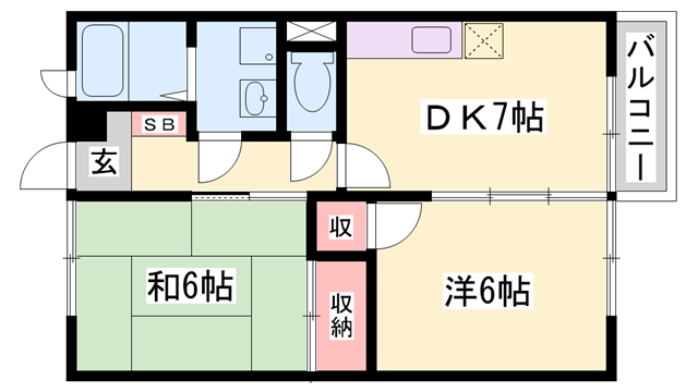 シャロム(2DK/1階)の間取り写真