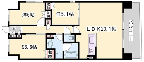 ウエリス姫路(2SLDK/9階)の間取り写真