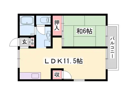メゾン・T2 B棟(1LDK/2階)の間取り写真