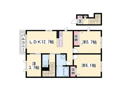 セントリビエ下滝野(3LDK/2階)の間取り写真