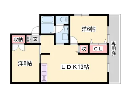 セジュール・プリニエ A棟(2LDK/1階)の間取り写真