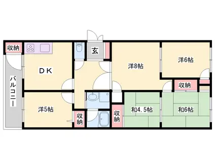 加古川鳩里団地5号棟(5DK/4階)の間取り写真