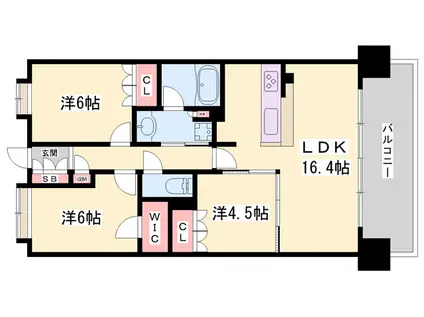 ワコーレ姫路呉服町(3LDK/3階)の間取り写真
