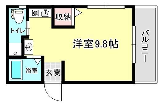 ぐらんじゅーる白鷺(ワンルーム/3階)の間取り写真