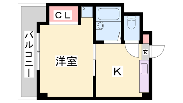 ハッピーコート豊沢(1K/3階)の間取り写真