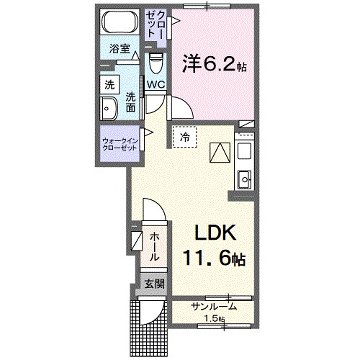イーストウッドⅡ(1LDK/1階)の間取り写真