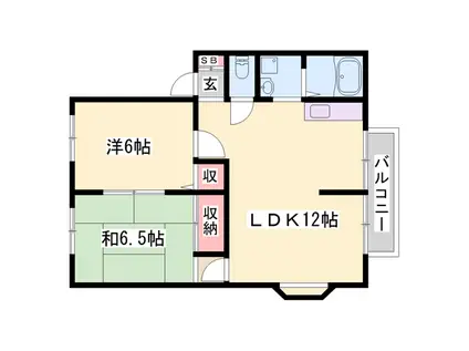 サンビレッジC棟(2LDK/2階)の間取り写真